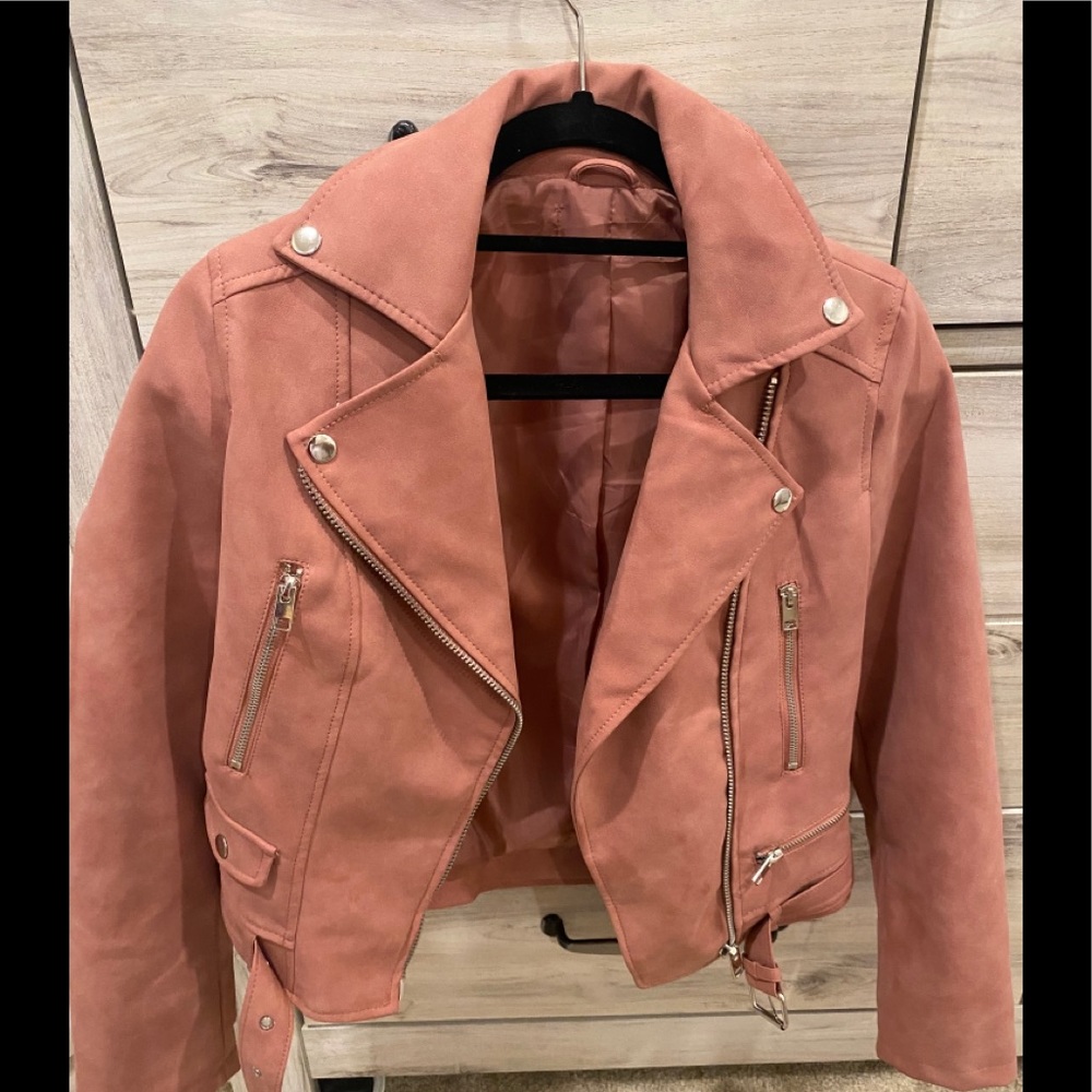 Pink wash leather jacket